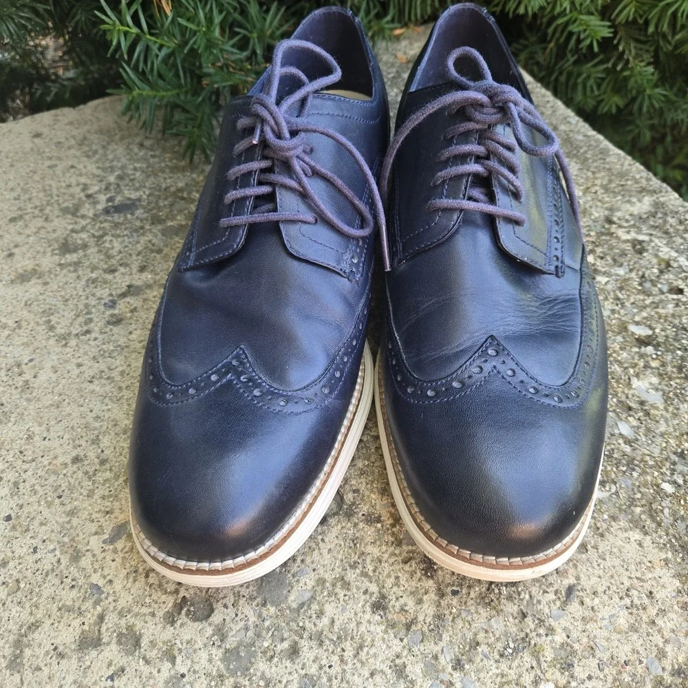 Cole Haan OriginalGrand Navy Leather Wingtip Oxford 11M Lace-Up C30563